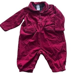 Baby GAP Infant Red/Burgundy Corduroy Romper Size 6-12M